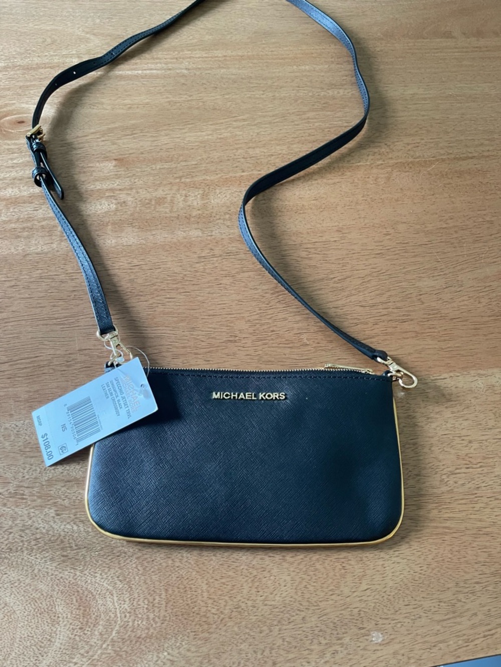 Michael Kors Black Crossbody with Gold Trim